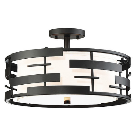 NUVO Lansing 3-Light 100W Incandescent Semi Flush Fixture, Midnight Bronze Finish 60-6436