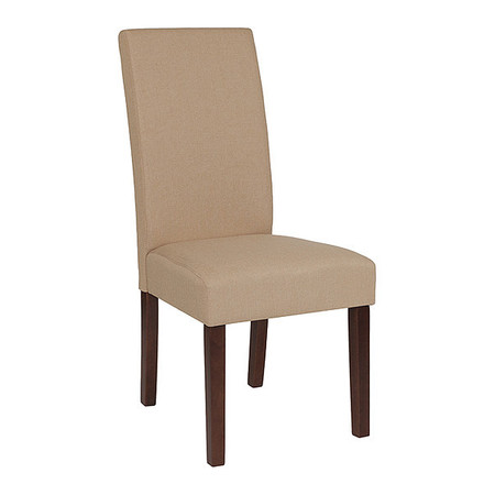 FLASH FURNITURE Beige Fabric Parsons Chair with Mahogany Legs QY-A37-9061-BGE-GG