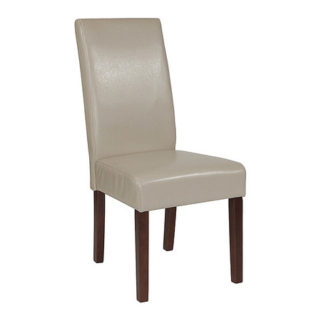FLASH FURNITURE Beige LeatherSoft Parsons Chair with Mahogany Legs QY-A37-9061-BGL-GG