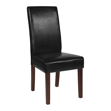 FLASH FURNITURE Black LeatherSoft Parsons Chair with Mahogany Legs QY-A37-9061-BKL-GG