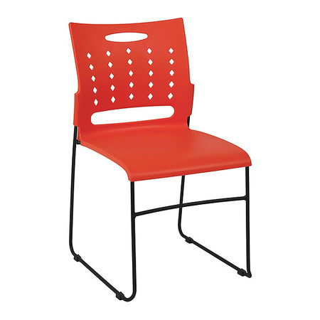Flash Furniture Stack Chair, Orange Plastic, Sled Base RUT-2-OR-GG