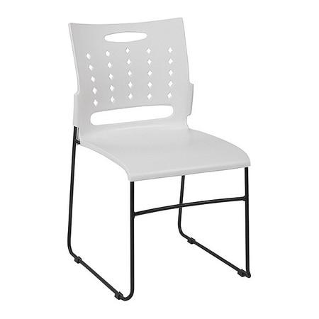 Flash Furniture Stack Chair, White Plastic, Sled Base RUT-2-WH-GG