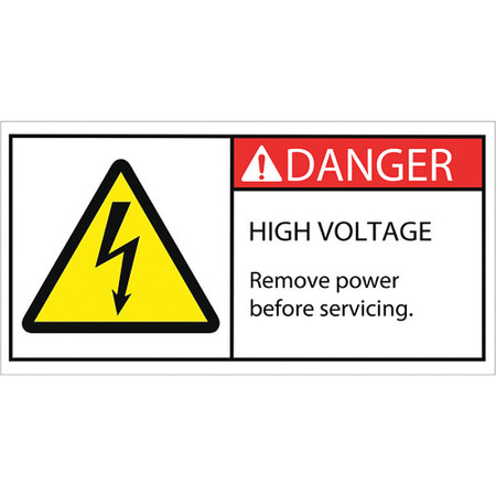 TAPE LOGIC Tape Logic® Danger High Voltage Durable Safety Label, 2" x 4", Multi-Color, 25/Roll DSL514