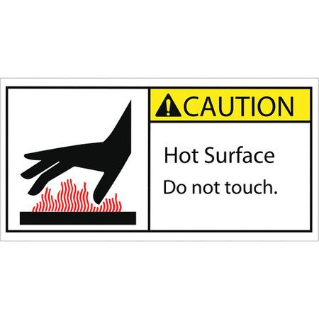 Tape Logic Tape Logic® Caution Hot Surface Durable Safety Label, 2" x 4", Multi-Color, 25/Roll DSL521