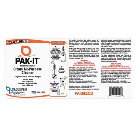 PAKIT Spray Bottle Label, Citrus Cleaner PAK5784L-12