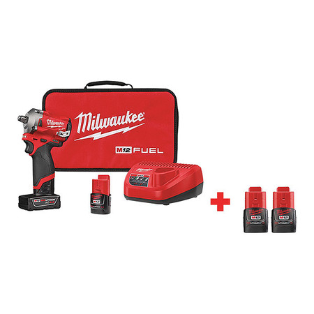 Milwaukee Tool M12 FUEL(TM) 12.0 1/2" Cordless Impact Wrench Kit, Case 2555-22, 48-11-2411