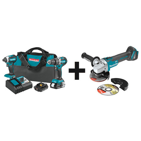 MAKITA Cordless Combination Kit, 3 Tools, 18V DC XT269R  + XAG04Z