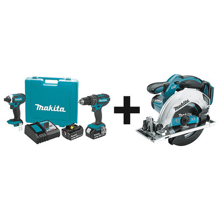 MAKITA Cordless Combination Kit, 3 Tools, 18V DC XT261M  + XSS02Z