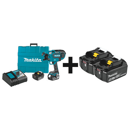 MAKITA Rebar Tying Tool Kit, 18.0VDC, 21 ga. Wire XRT01TK + BL1850B-2