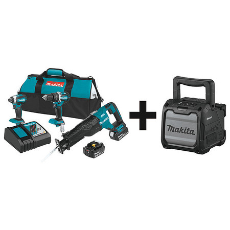 MAKITA Cordless Combination Kit, 4 Tools, 18V DC XT328M + XRM08B