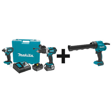 MAKITA Cordless Combination Kit, 3 Tools, 18V DC XT263M + XGC01Z