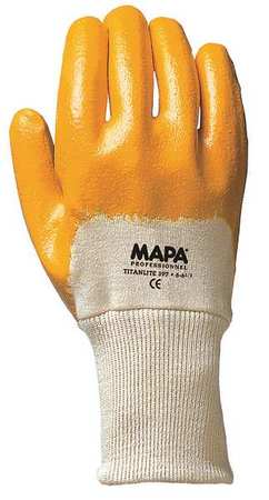 MAPA Nitrile Coated Gloves, 3/4 Dip Coverage, Yellow, 7, PR GPA397
