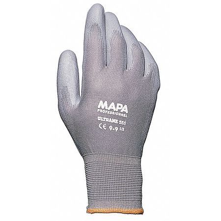 MAPA Polyurethane Coated Gloves, Palm Coverage, Gray, 7, PR 34551027