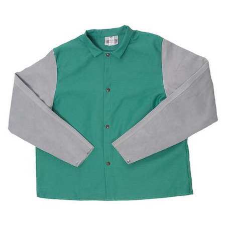 GUARD-LINE Wldrs Jacket, 38In, Proban/Leather, Grn, 4XL FS538LS4XL