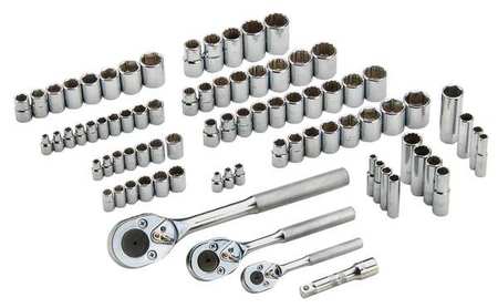 PROTO 1/4", 3/8", 1/2" Drive Socket Set Metric, SAE 81 Pieces 4 mm to 19 mm, 5/32 in to 13/16 in J47181