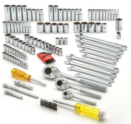 PROTO 1/4", 3/8", 1/2" Drive Socket Set Metric, SAE 125 Pieces 4 mm to 2-4 mm, 5/32 in to 13/16 in J47125