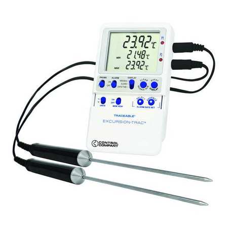 TRACEABLE Digital Data Logging Thermometer, Excursion-Trac™ with (2) Stainless Steel Probe Style 6436