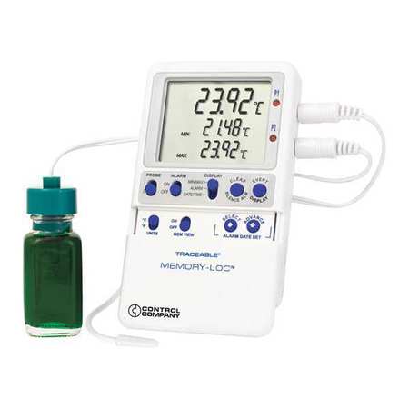 TRACEABLE Digital Data Logging Thermometer, Memory-Loc™ with Bottle, Bullet Probe Style 6444