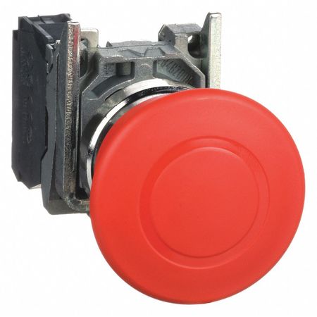 SCHNEIDER ELECTRIC Emergency Stop Push Button, 22 mm, 1NC, Red XB4BT842