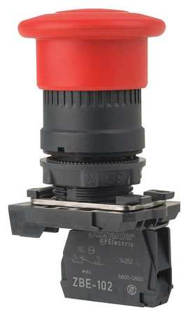 SCHNEIDER ELECTRIC Emergency Stop Push Button, 22 mm, 1NC, Red XB5AT842