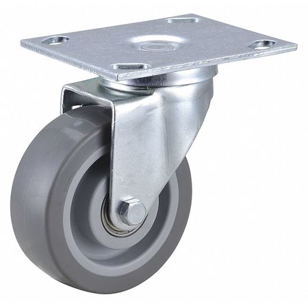 Zoro Select Swivel NSF-Listed Plate Caster, 4 in. Dia., 275 lb. 33H905
