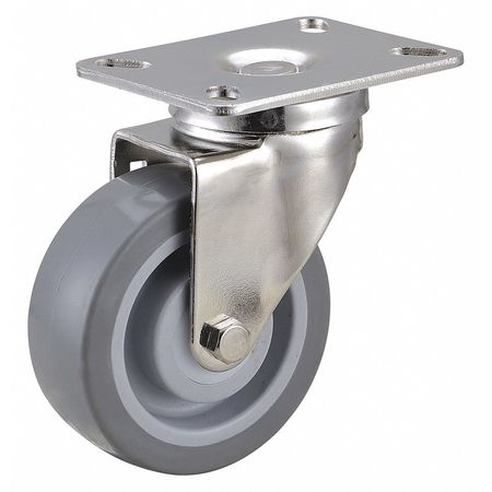 Zoro Select Swivel NSF-Listed Plate Caster, 4 in. Dia., 275 lb. 33H929