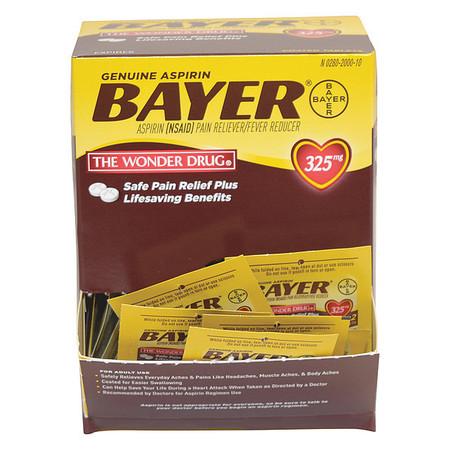 BAYER Aspirin, Tablet, 50 x 2, Packet, 325mg 12408