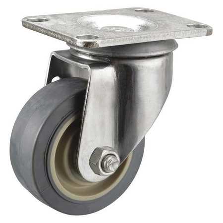 ZORO SELECT Swivel NSF-Listed Plate Caster, 5 in. Dia., 325 lb. P12SX-PRP050D-12-SS