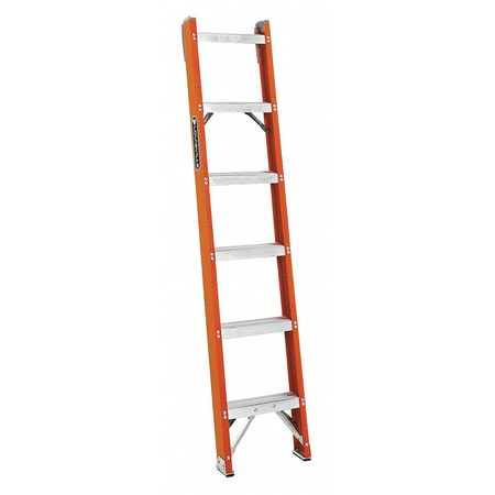 Louisville Straight Ladder, Fiberglass, Natural Finish, 300 lb Load Capacity FH1006