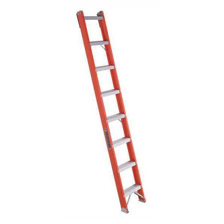 LOUISVILLE 8 ft. Straight Ladder, Fiberglass, Aluminum, 8 Steps, Natural Finish, 300 lb Load Capacity FH1008