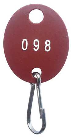 ZORO SELECT Key Tag Numbered 101 to 200, Red, 100 PK 33J884