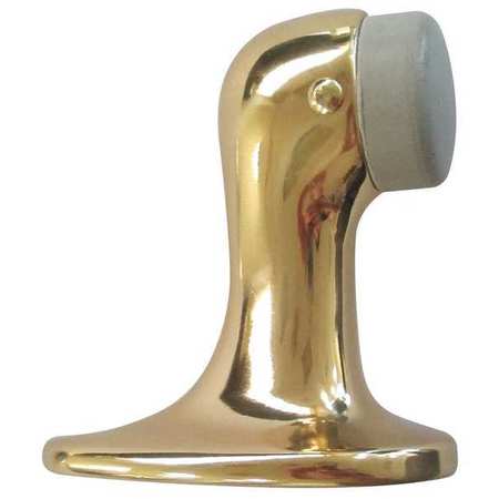 ZORO SELECT Door Stop, Floor-Mount, Polished Brass 33J806