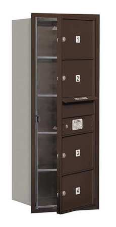 SALSBURY INDUSTRIES Horizontal Mailbox, Bronze, Powder Coated, 4 Doors, Recessed, MB2 3710S-04ZFU