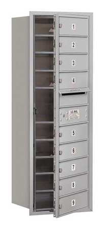 SALSBURY INDUSTRIES Horizontal Mailbox, Aluminum, Powder Coated, 9 Doors, Recessed, USPS 3711S-09AFU