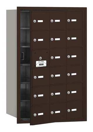 SALSBURY INDUSTRIES Horizontal Mailbox, Bronze, Powder Coated, 18 Doors, Recessed, USPS 3618ZFU