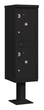 SALSBURY INDUSTRIES Outdoor Parcel Locker, Black, Powder Coated, 2 Doors, Pedestal, USPS Access 3302BLK-U