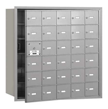 SALSBURY INDUSTRIES Horizontal Mailbox, Aluminum, Powder Coated, 30 Doors, Recessed, USPS 3630AFU