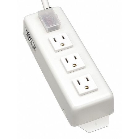 TRIPP LITE Outlet Strip, 15A, 3 Outlet, 6 ft., White TLM306NC