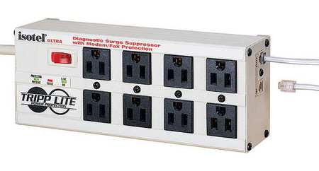 TRIPP LITE Datacom Surge Protector, 8 Outlet, White ISOTEL8 ULTRA