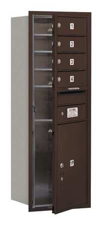 SALSBURY INDUSTRIES Horizontal Mailbox, Bronze, Powder Coated, 5 Doors, Recessed, USPS 3711S-04ZFU