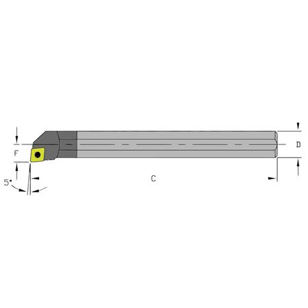 ULTRA-DEX USA Indexable Boring Bar, E08J SCLCR2-312, 4-1/2 in L, Carbide, 80 Degrees  Diamond Insert Shape E08J SCLCR2