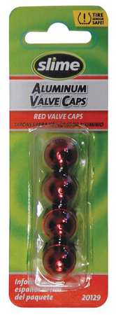 SLIME Anodized Valve Caps, 4 Pc., Red 20129