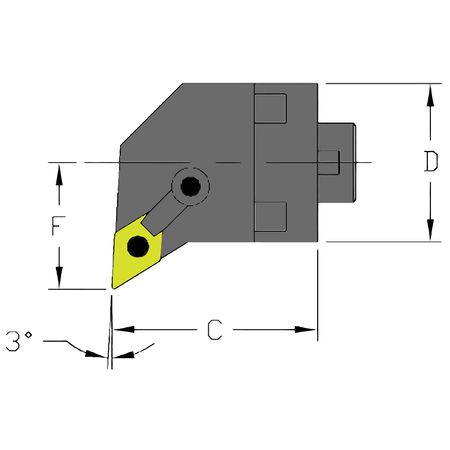 Ultra-Dex Usa Indexable Cutting Head Unit, MH24 MDUNL4-CFT, 1-5/8 in L, Steel, 55 Degrees  Diamond Insert Shape MH24 MDUNL4-CFT