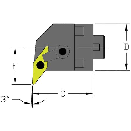 ULTRA-DEX USA Indexable Cutting Head Unit, MH16 MVUNR3-CFT, 1-5/8 in L, Steel, 35 Degrees  Diamond Insert Shape MH16 MVUNR3-CFT