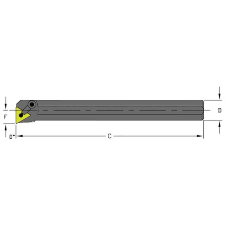 ULTRA-DEX USA Indexable Boring Bar, S24U MTFNR4, 14 in L, High Speed Steel, Triangle Insert Shape S24U MTFNR4