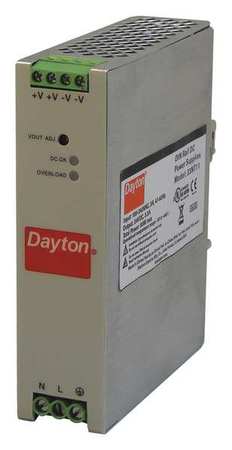 Dayton DC Power Supply, 90/264V AC, 24V DC, 80W, 3.3A, DIN Rail 33NT11