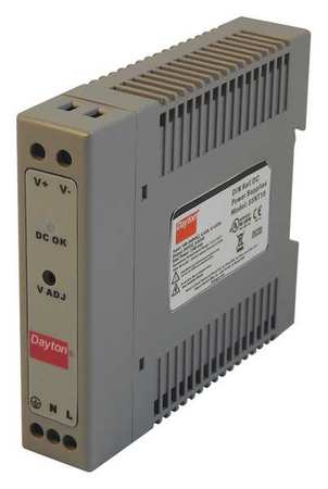 Dayton DC Power Supply, 90/264V AC, 24V DC, 15W, 0.63A, DIN Rail 33NT18