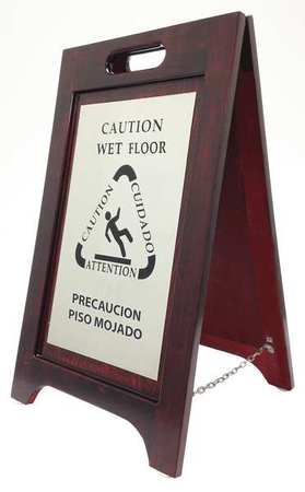 HOSPITALITY 1 SOURCE Wet Floor Sign, 24 in H, 14 in W, Wood, English, Spanish, WWF-NI WWF-NI