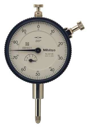 Mitutoyo Dial Indicator, 0 to 0.500 In, 0-100 2414S
