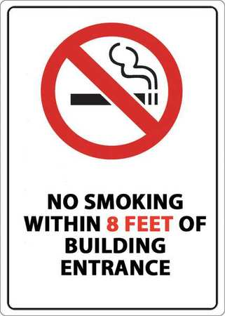 ZING No Smoking Window Decal, 7" H, 5 in W, Plastic, Rectangle, English, 1877D 1877D